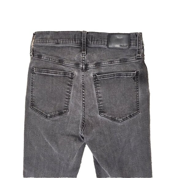 Madewell Jeans Mid Rise Skinny Button Fly Stretch Raw Hem Sz 26 Black AA940 - Picture 3 of 4